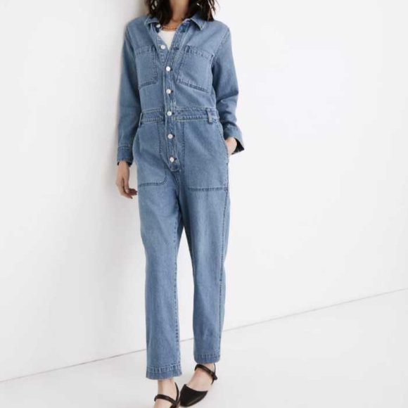 New women's XS S ML XL Madewell denim jean relaxed coverall jumpsuit